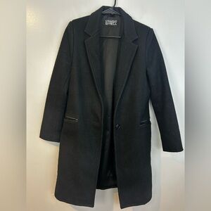 Straight to Hell Black Black Wool Long Dress Coat/Jacket Size Small